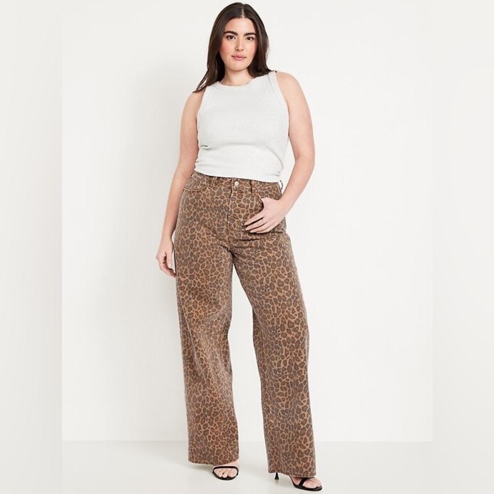 Old Navy Baggy Wide Legs Jeans in Leopard
